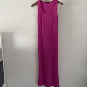 Micas Sleeveless Ribbed Body on Hot Pink Maxi‎ Dress Size Medium Beachy Coverup